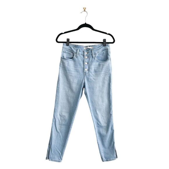 Levi's Women's Jeans Button Front 721 High Rise Ankle Skinny Light Blue Size 30 - Picture 1 of 13